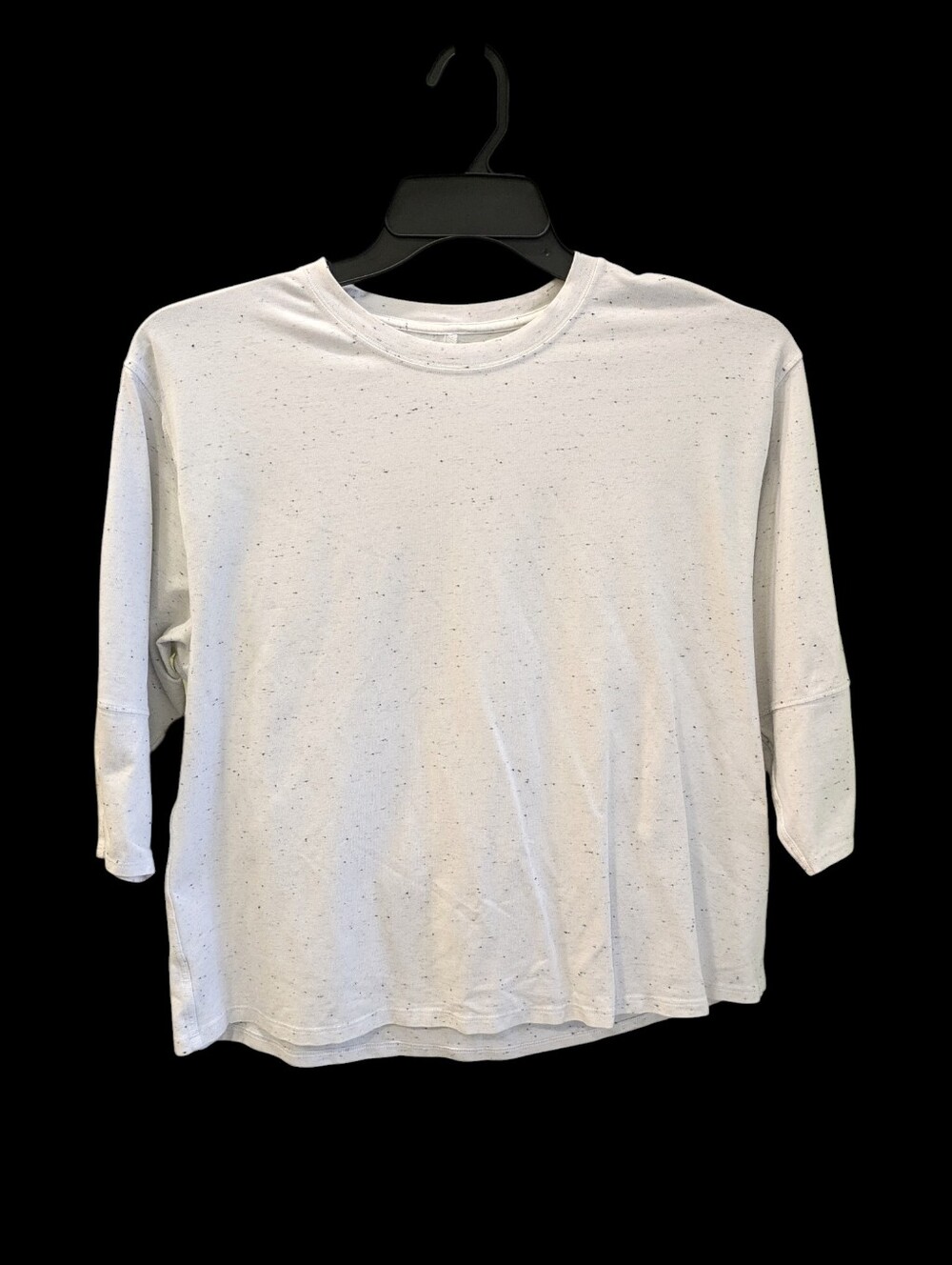 Lululemon LA Relaxed 3/4 Sleeve Crew Neck Top 10 White Confetti Pima Cotton - Picture 6 of 6